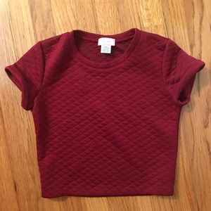 Quilted Maroon Crop Top